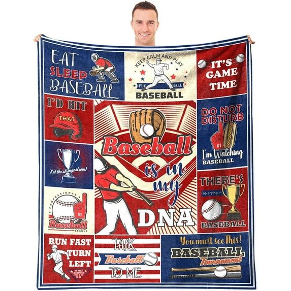 Baseball Blanket for Boys,Baseball is in My DNA,Soft Baseball Blanket Gifts,Cozy Flannel Fleece Bed Sports Blankets Throw Blanket for Kids and Adults for Couch Bed Sofa Home Decor 40"x50"