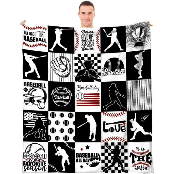 Baseball Blanket for Boys,Baseball All Day,Super Soft Baseball Blanket Gifts,Cozy Flannel Fleece Bed Sports Blankets Throw Blanket for Kids and Adults for Couch Bed Sofa Home Decor 40"x50"