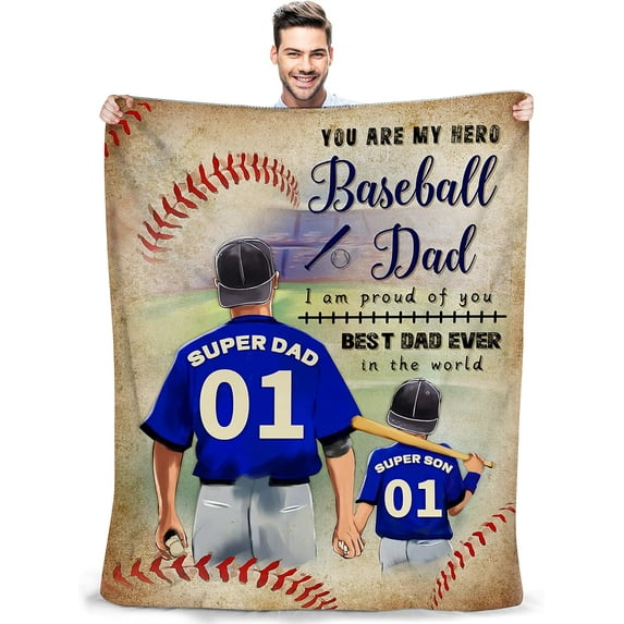 Baseball Blanket Dad Gifts from Daughter Son Best Dad Ever Gifts Throw Blanket for Men Birthday Christmas