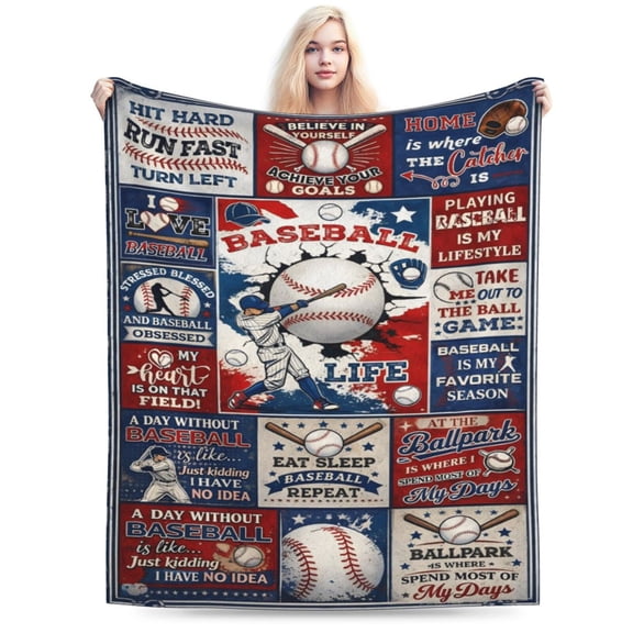 Baseball Blanket Gift for Baseball Lovers Cozy Soft Throw Blanket Baseball Sports Pattern Fan Home Decor 50x40