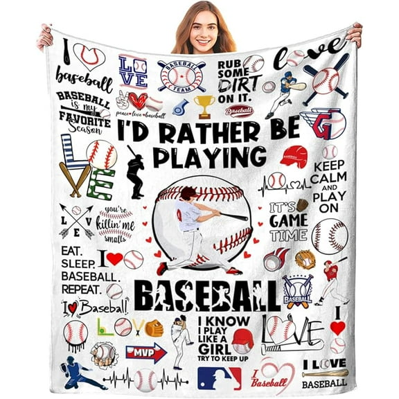 Baseball Blanket Gifts for Boys Men Baseball Theme Gifts Stuff Bedding Soft Cozy Flannel Throw Blankets for Girls Women Baseballs Lovers Fan Team Kids Adults 50"X40"