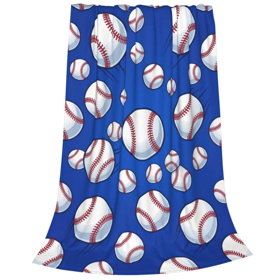 Baseball Blanket, Navy Blue Sports Plush Flannel Fleece Throw, Soft Warm Bedding For Sofa Couch And Home Decor 50x40
