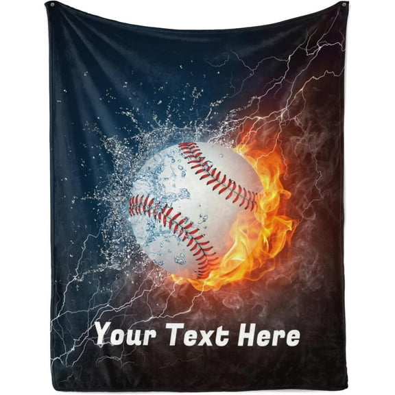 Baseball Blanket, Personalized Throw Blanket for Couch Sofa Bed, Soft Warm Fuzzy Cozy, 30 x 40 Inches