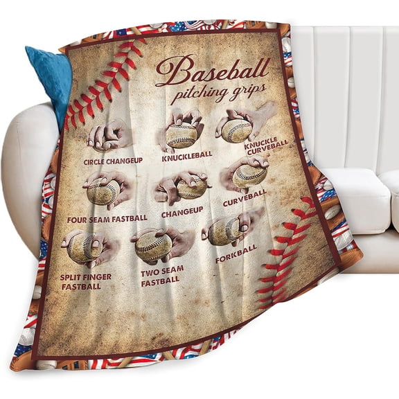 Baseball Blanket Soft Warm Cozy Sport Throw Blankets for Boys Girls Fuzzy Plush Blanket Lightweight Fleece Flannel Kid Adults Gift for Bed Couch Sofa 50"x40"
