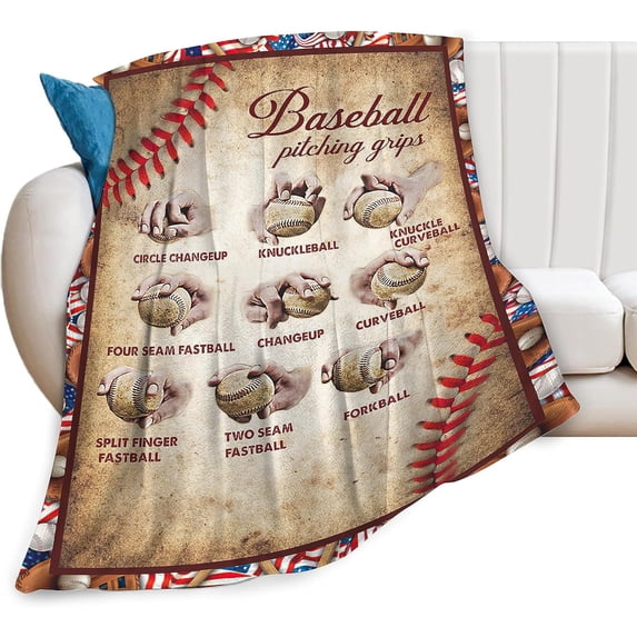 Baseball Blanket Soft Warm Cozy Sport Throw Blankets for Boys Girls Fuzzy Plush Blanket Lightweight Fleece Flannel Kid Adults Gift for Bed Couch Sofa 80"x60"