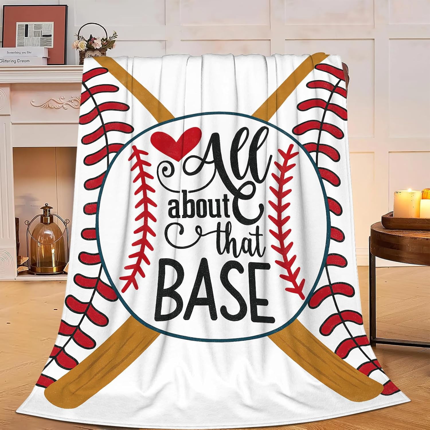 Baseball Blanket Super Soft Warm Fluffy Fleece Flannel Sports Blanket Cozy Fuzzy Plush Stuff Bedding Blankets Gifts for Teens men Users Women Women Adults 80"X60"