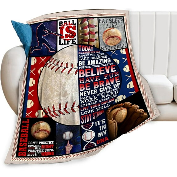 Baseball Blanket and Throws Sports Lover Gifts for Men Throw Blankets Baseball Decor Soft Cozy Fleece Plush Warm Flannel Bedding Blanket for Boys Kids Adults Couch Travel 50"X60"