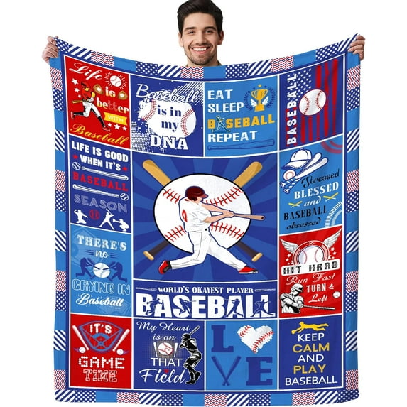 Baseball Blanket Ultra Soft Warm Flannel Throw Blanket Baseball Lover Baseball Team Blankets Gifts for Boys Adults Kids 80"X60"