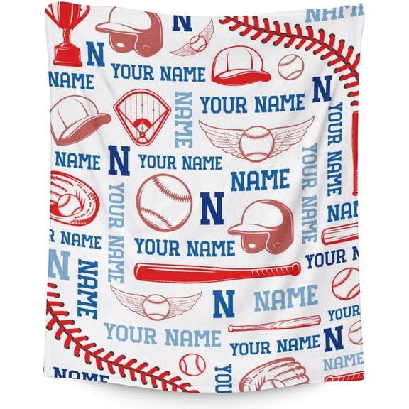 Baseball Blankets - Soft Fuzzy Blanket Throw for Kids & Adults - 40"x50" Flannel Blankets for Couch & Sofa - Black Sport Blanket Gifts