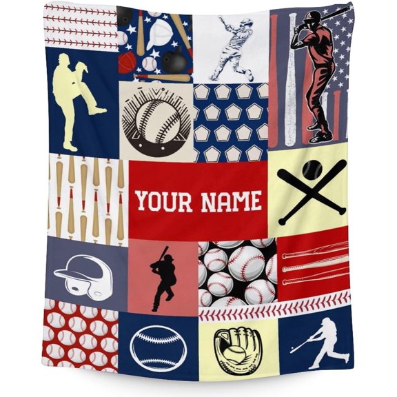 Baseball Blankets - Soft Fuzzy Blanket Throw for Kids & Adults - 40"x50" Flannel Blankets for Couch & Sofa - Black Sport Blanket Gifts
