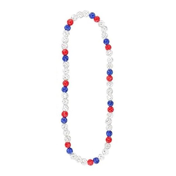 Baseball Bling Necklace for Athletes, 18-Inch Glitter Rhinestone Clay Beaded Sports Jewelry Pendant, Clear