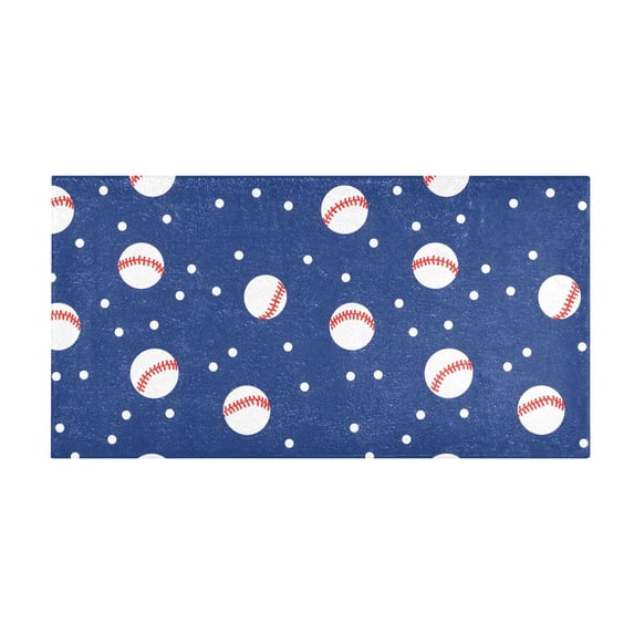 Baseball Blue Tile Pattern Bath Mat 39x20 Inch Soft Absorbent Non-Slip ...
