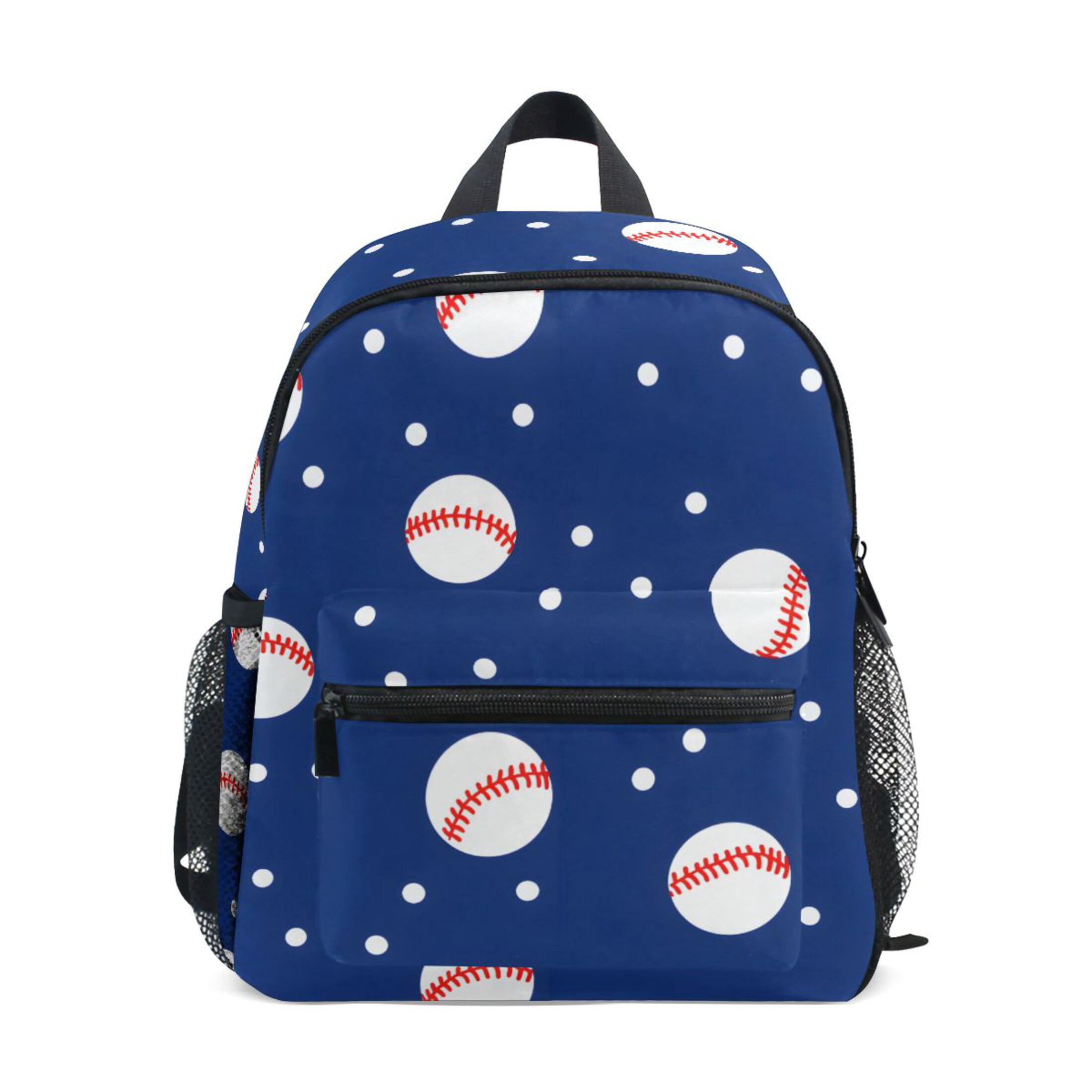 Baseball Blue Tile Pattern Mini Backpack Cute Small Backpack with Chest Strap and Whistle Ages 3-8