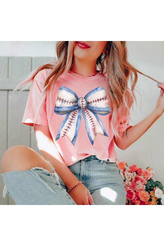Baseball Bow Shirt: Baseball Mama Tee All Size S-5Xl