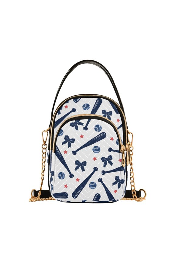 Baseball Bow Star Pattern Women's Crossbody Handbags Leather Crossbody Bags Fanny Pack Chest Bag for Travel