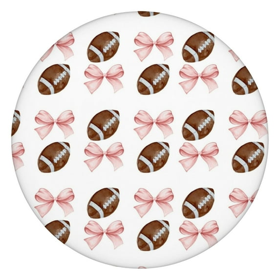 Baseball Bows Pattern Round Fitted Tablecloth with Elastic Edge,Dining Table Cover Waterproof,Outdoor Round Tablecloth for Camping,Dining,Indoor and Outdoor