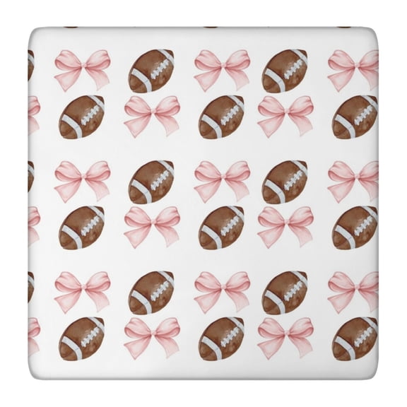 Baseball Bows Pattern Square Fitted Tablecloth with Elastic Edge,Square Table Cover,Washable Elastic Table Cover for Home Kitchen Party Decor 36"x36"