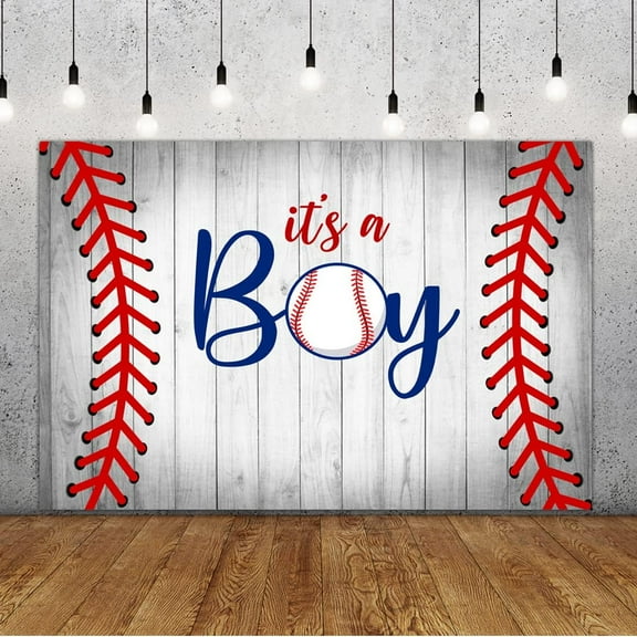 Baseball It's A Boy Baby Shower Backdrop for Boy Our Little Rookie is On The Bady Banner Gray Rustic Wood Baseball Party Decorations for Birthday Gender Reveal Photography Background
