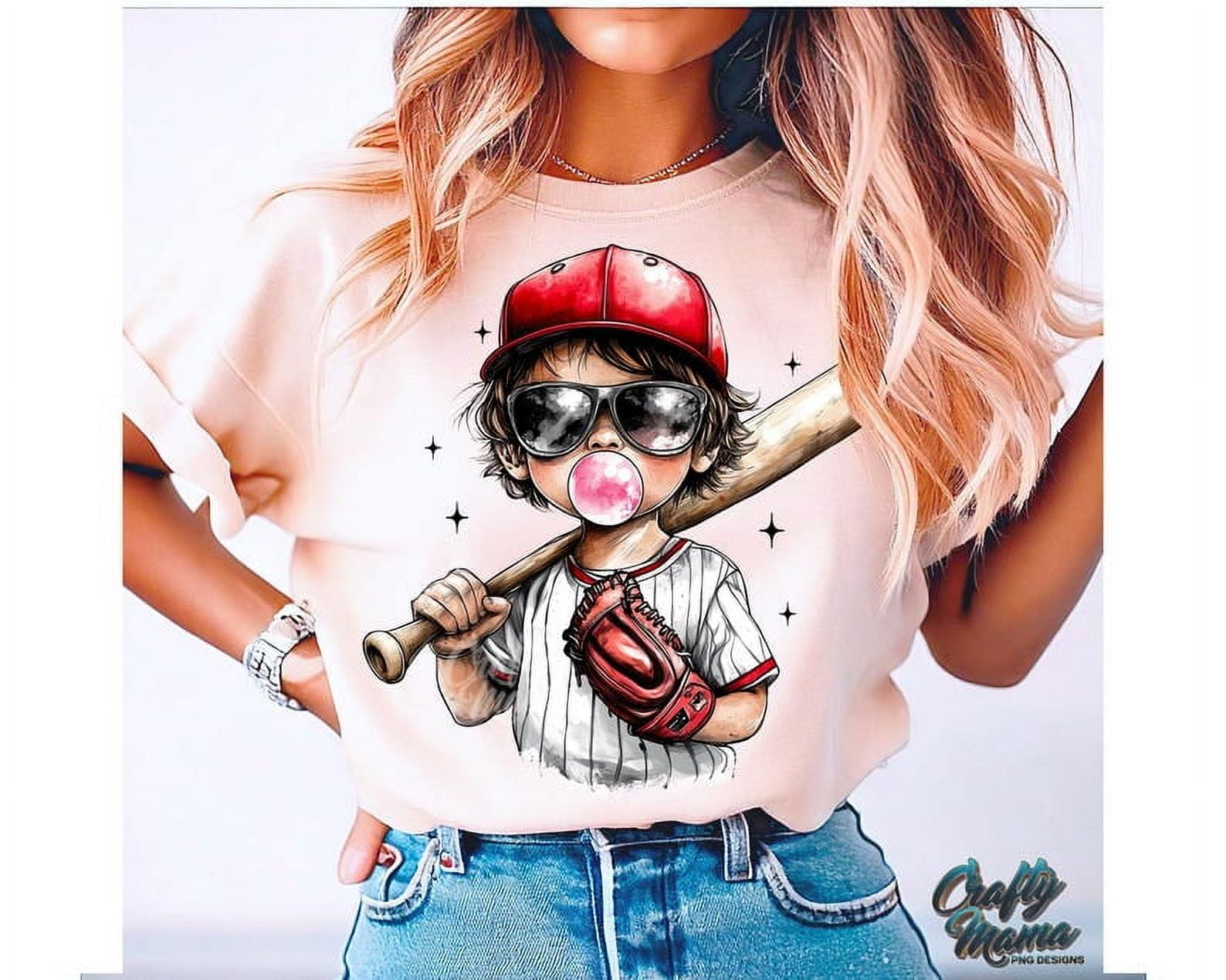 Baseball Boy Blowing Bubbles Shirt, Boy Baseball Shirt, Watercolor Baseball Tee, Baseball Bubble Gum Shirt