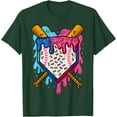thumbnail image 1 of Baseball Boys Ice Cream Drip Softstyle Unisex T-Shirt,Forest Green Color,Size 3XL, 1 of 5