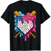 Baseball Boys Ice Cream Drip Sport Game Day Graphic Unisex T-Shirt, up to Size 5XL