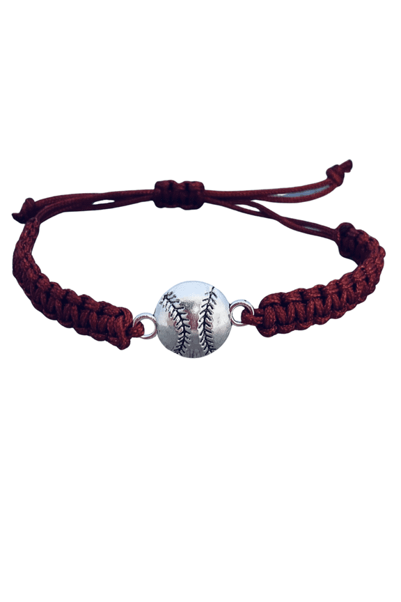 Baseball Bracelet, Adjustable Baseball Jewelry for Baseball Players, Teams and Fans (Maroon)