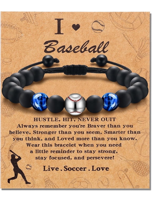 Baseball Bracelet Gifts for Teen Boys-Tiger Eye Bracelet Brings Health, Safety and Happiness-Great Gifts for Son Grandson Boys on Birthday, Christmas, Graduation, Back to School, Anniversary