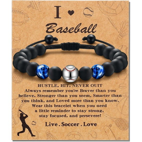Baseball Bracelet Gifts for Teen Boys-Tiger Eye Bracelet Brings Health, Safety and Happiness-Great Gifts for Son Grandson Boys on Birthday, Christmas, Graduation, Back to School, Anniversary