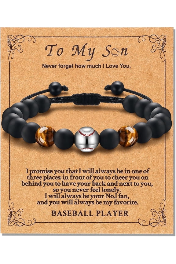 Baseball Bracelet Gifts for Teen Boys-Tiger Eye Bracelet Brings Health, Safety and Happiness-Great Gifts for Son Grandson Boys on Birthday, Christmas, Graduation, Back to School, Anniversary