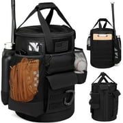 Baseball Bucket Bag Baseball Coaching Accessories Organizer Tactical Style Softball Bucket Bag with Anti-Slip Bottom, Multiple Pockets for Bat, Gloves, Scoreboards