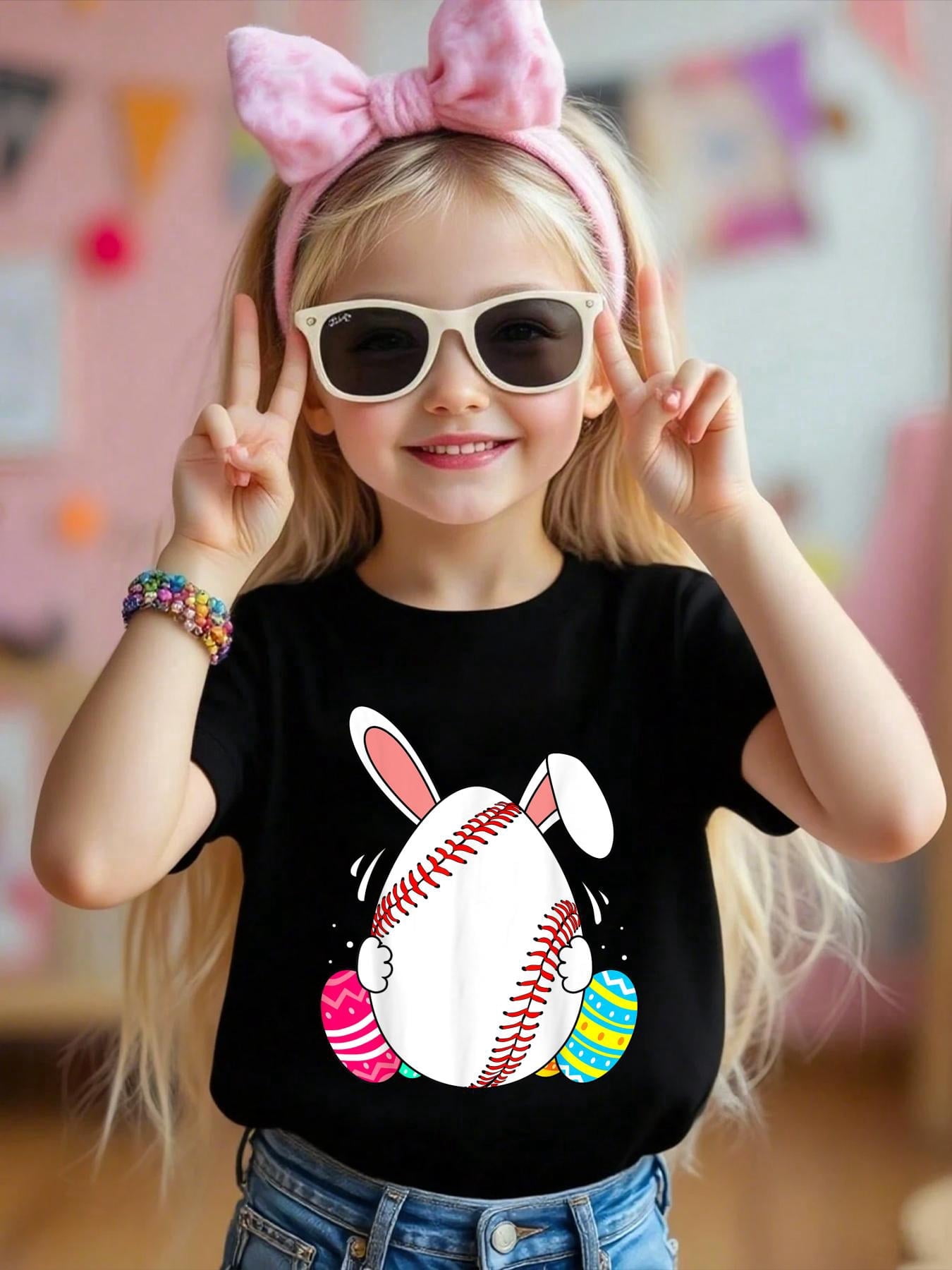 Baseball Bunny Ears Eggs Easter Day Baseball Lovers Gifts Kids T-Shirt ...