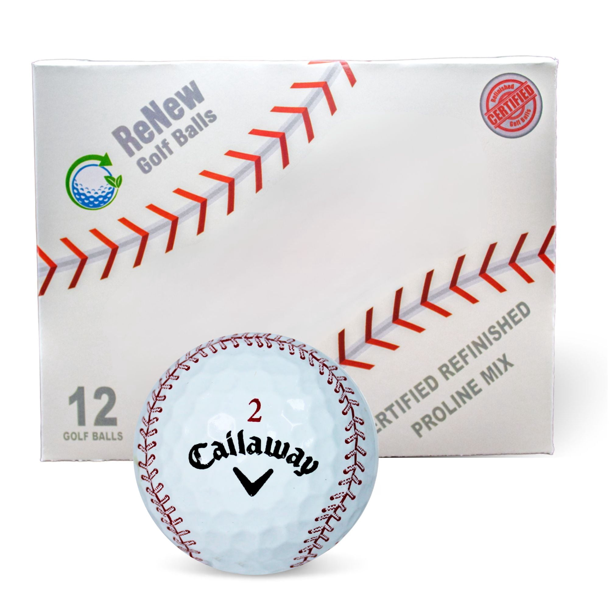 Callaway Chrome Soft Golf Balls, Baseball Design, Refurbished, 12