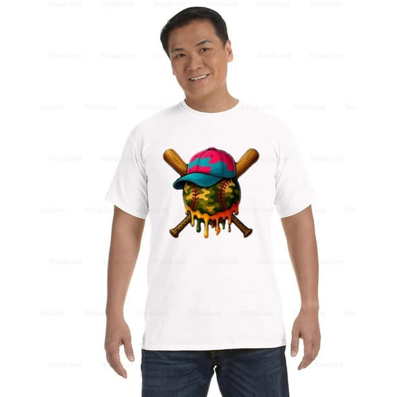 Baseball Camo Drip Bats Comfort Coler T-Shirt for Game Day Outfit, Unisex, up to size 4XL