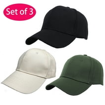 Baseball Cap, 100% Cotton Dad Hat, Adjustable Fits Solid Plain Baseball Hat, Classic Unisex Adult Ball Hat for Men Women Set of 3