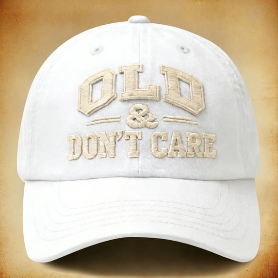 Baseball Cap AURORADY Funny Old & Don'T Care Hat Embroidered Washed Cotton Baseball Cap Novelty Retirement for Men Dad Grandpa, White One Size Baseball Caps