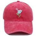 thumbnail image 1 of Under $3 Baseball Cap AURORADY Hand Embroidered Flower Design Baseball Cap, Red One Size Baseball Caps, 1 of 4