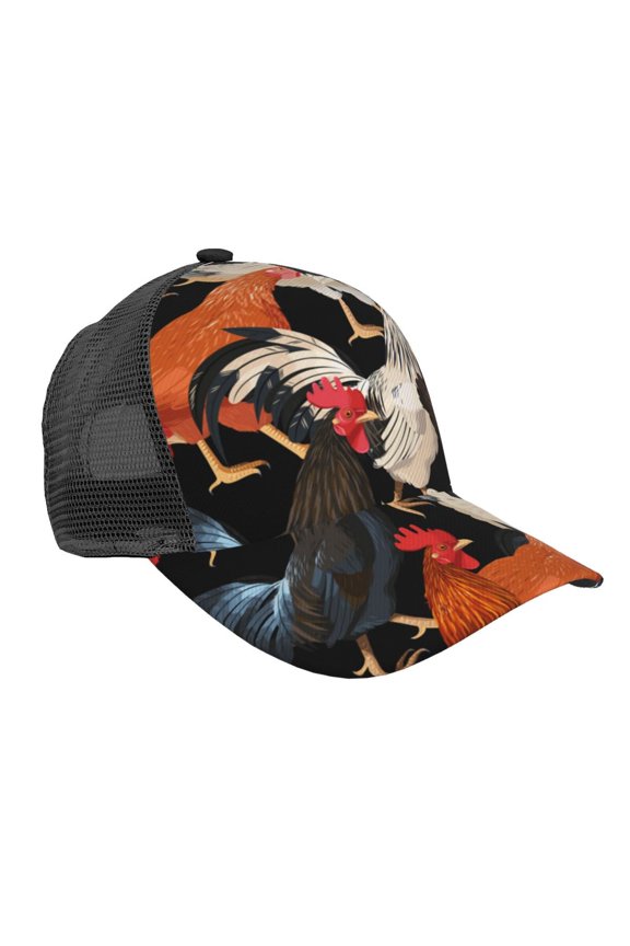 Baseball Cap Adjustable Fashion Snapback Unisex Mesh Trucker Hat, Colorful Hens Chicken Vintage