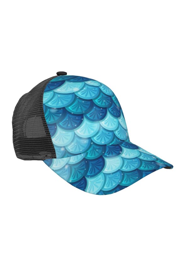 Baseball Cap Adjustable Fashion Snapback Unisex Mesh Trucker Hat, Pearlescent Mermaid Scales Fish Scale