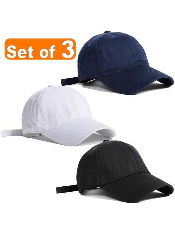 3 Pack Baseball Cap Hat for Men & Women, Adjustable Cotton Dad Hat for Running, Sports, Outdoor Activities, Unisex One Size
