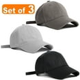 thumbnail image 1 of Baseball Cap Adjustable Size Cotton Hat for Running and Outdoor Activities Set of 3 Gray Black Charcoal, 1 of 6