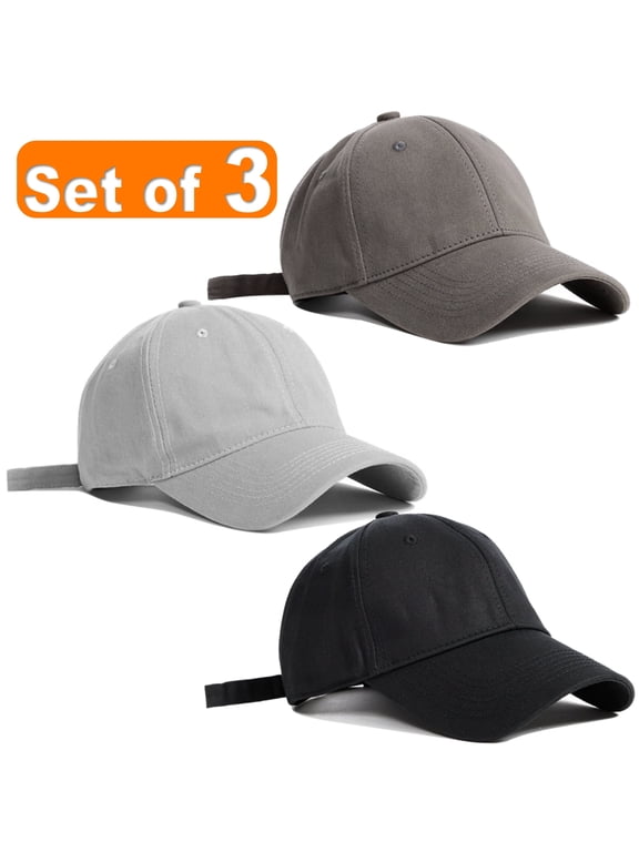 3 Pack Baseball Cap Hat for Men & Women, Adjustable Cotton Dad Hat for Running, Sports, Outdoor Activities, Unisex One Size