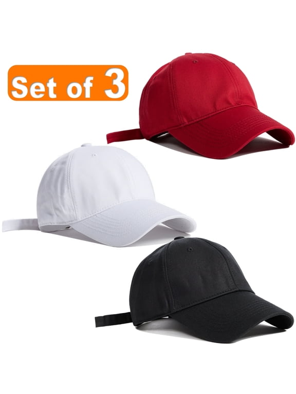 3 Pack Baseball Cap Hat for Men & Women, Adjustable Cotton Dad Hat for Running, Sports, Outdoor Activities, Unisex One Size
