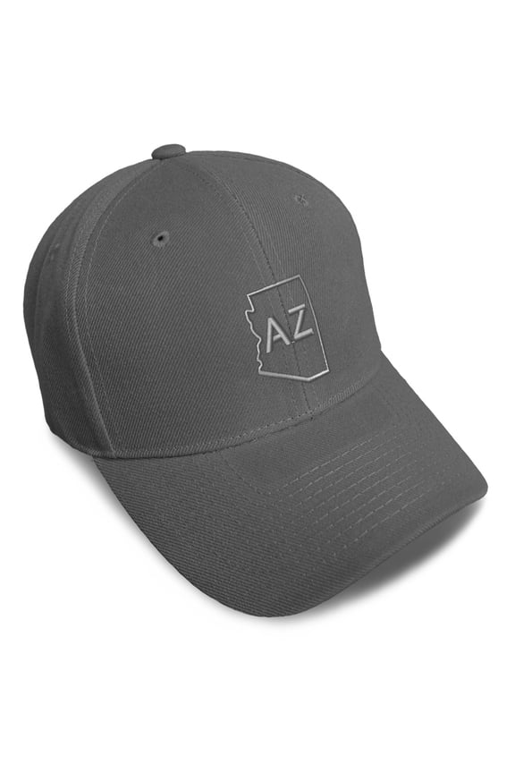 Baseball Cap Arizona State Map Az Embroidery Acrylic Dad Hats for Men & Women Strap Closure Dark Grey Design Only