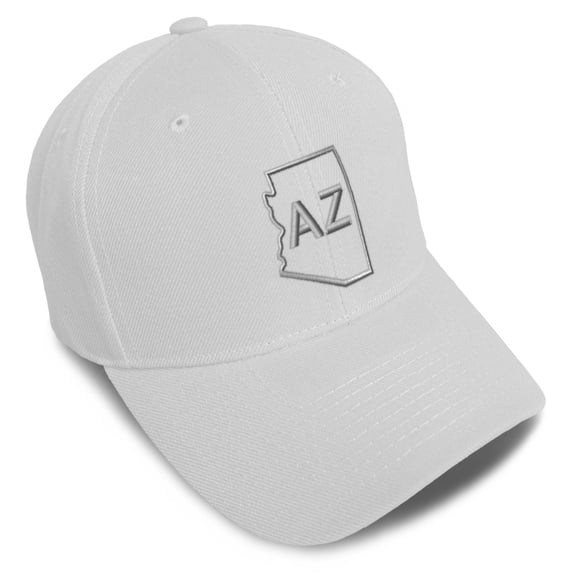 Baseball Cap Arizona State Map Az Embroidery Acrylic Dad Hats for Men & Women Strap Closure White Design Only