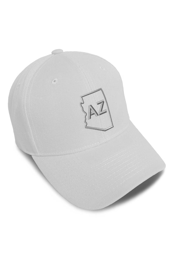Baseball Cap Arizona State Map Az Embroidery Acrylic Dad Hats for Men & Women Strap Closure White Design Only