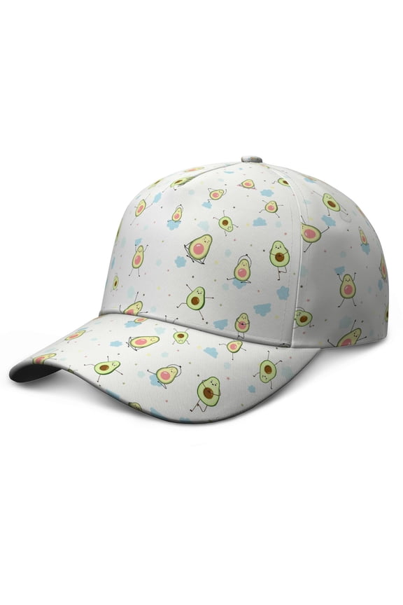 Baseball Cap Avocados Cute Green Fresh Fruit Adjustable – Dad Hat with Kawaii Pattern and Aesthetic Artistic Illustration