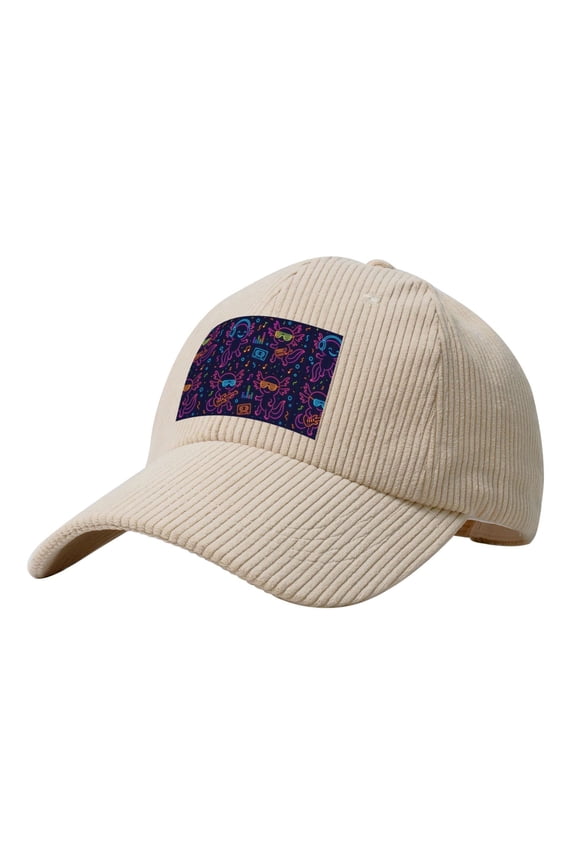 Baseball Cap Bent Eaves Design 6 Piece Cap Body Breathable Not Hot Plastic Cap Drag For Daily Travel Vacation Neon Party Axolotls - 80s Synthwave Beige