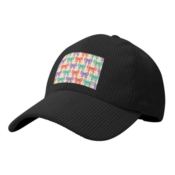 Baseball Cap Bent Eaves Design 6 Piece Cap Body Breathable Not Hot Plastic Cap Drag For Daily Travel Vacation Whimsical Polka Dot And Striped Ribbon Bow Pattern Black