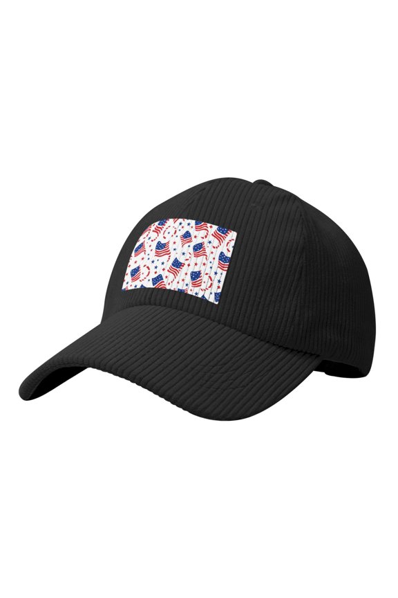 Baseball Cap Bent Eaves Design 6 Piece Cap Body Breathable Not Hot Plastic Cap Drag For Daily Travel Vacation Independence Day Theme Star (13) Black