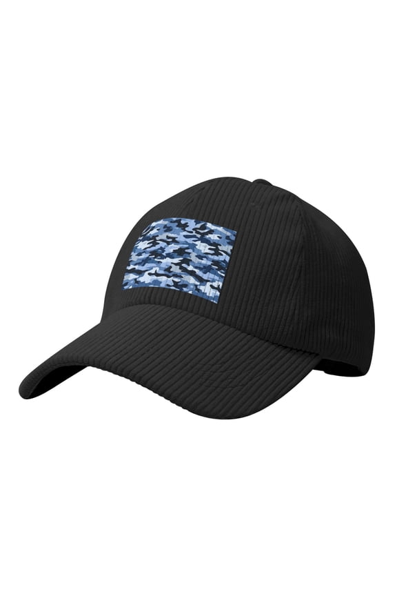 Baseball Cap Bent Eaves Design 6 Piece Cap Body Breathable Not Hot Plastic Cap Drag For Daily Travel Vacation Vector Camouflage Pattern Blue_4 Black